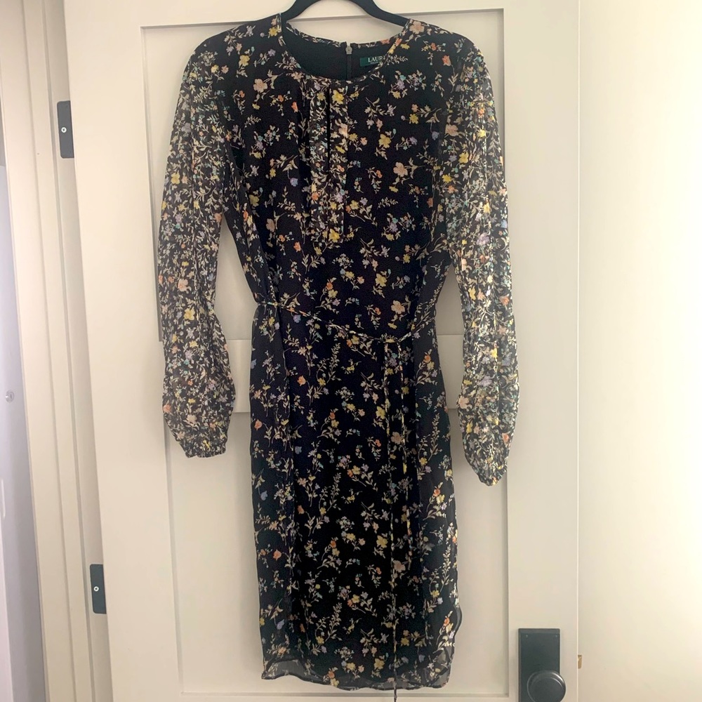 NWT Lauren Ralph Lauren Dark Floral Dress Sz 6